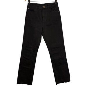 massimo dutti black high rise straight leg full length jean denim size 28